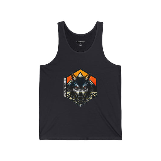 C4MPXRO4D Wolf Shield Camper Badge Tank Top | Gaming Techwear Hacker Style