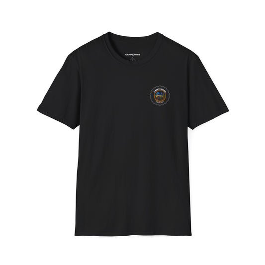C4MPXRO4D Tiny Camper Badge Soft Tee | Graphic T-Shirt