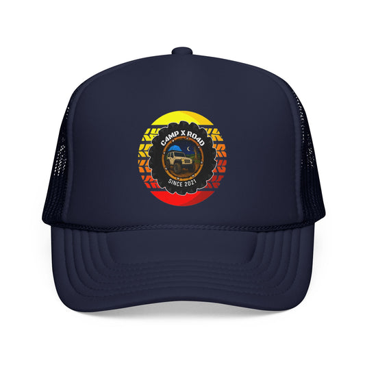 C4MPXRO4D Summer Camper Badge Trucker Cap | Adventure Mesh Hat