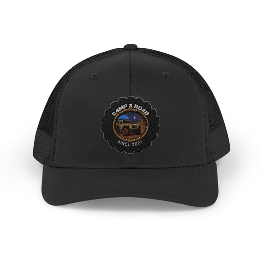 C4MPXRO4D Camper Badge Cap | Trucker Snapback Mesh Hat