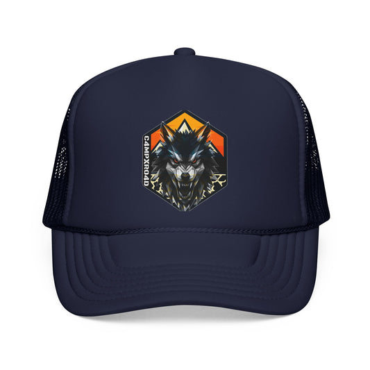 C4MPXRO4D Wolf Shield Camper Badge Trucker Cap | Adventure Mesh Hat