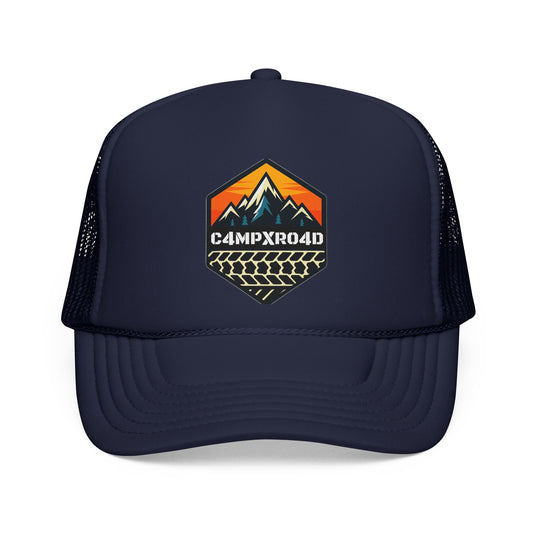 C4MPXRO4D Hexa Shield Camper Badge Trucker Cap | Adventure Mesh Hat