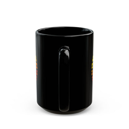 C4MPXRO4D Summer Camper Badge Mug | Black Ceramic Coffee Mug