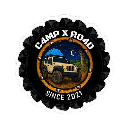 C4MPXRO4D Camper Badge Sticker | Die-Cut Vinyl Laptop Decal