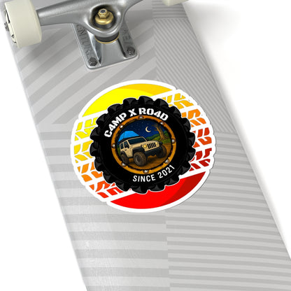 C4MPXRO4D Summer Camper Badge Sticker | Die-Cut Vinyl Laptop Decal