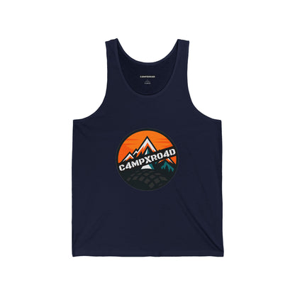 C4MPXRO4D Rounded Shield Camper Badge Tank Top | Gaming Techwear Hacker Style