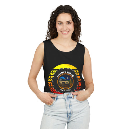 C4MPXRO4D Summer Camper Badge Tank Top | Graphic camping text tee