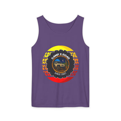 C4MPXRO4D Summer Camper Badge Tank Top | Graphic camping text tee