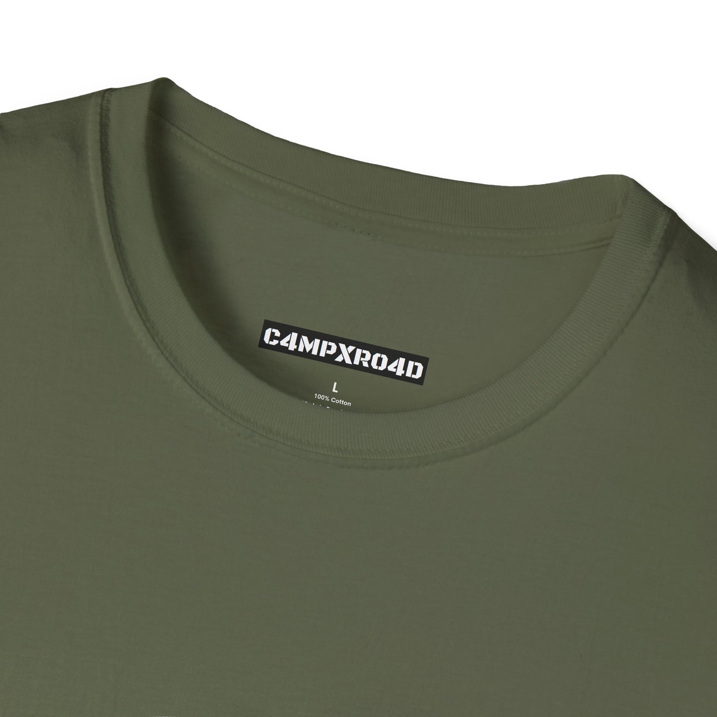 C4MPXRO4D Rounded Shield Camper Badge Soft Tee | Graphic T-Shirt