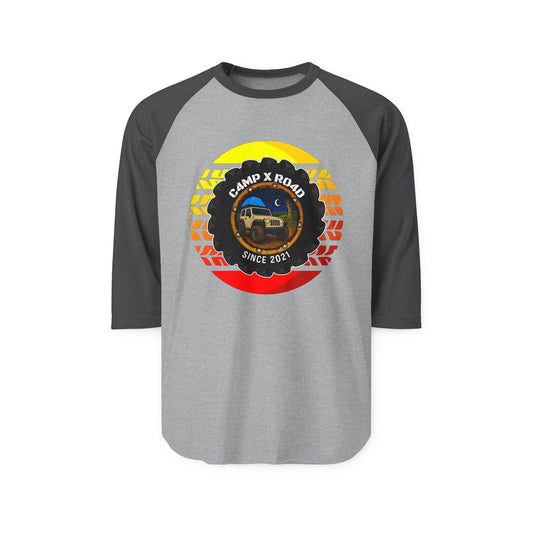 C4MPXRO4D Summer Camper Badge Raglan Shirt | Gaming Code Baseball Tee