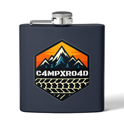 C4MPXRO4D Hexa Shield Camper Badge Flask