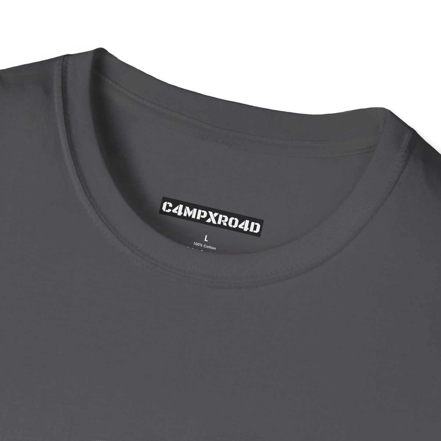 C4MPXRO4D Rounded Shield Camper Badge Soft Tee | Graphic T-Shirt