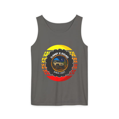 C4MPXRO4D Summer Camper Badge Tank Top | Graphic camping text tee