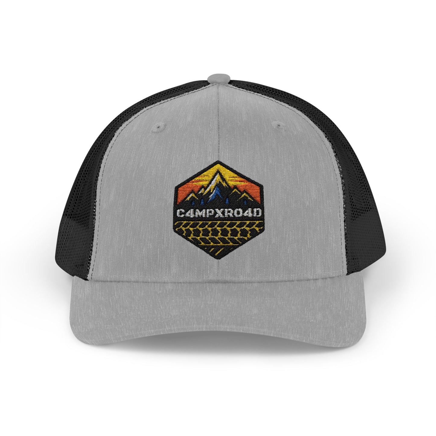 C4MPXRO4D Hexa Shield Camper Badge Cap | Trucker Snapback Mesh Hat