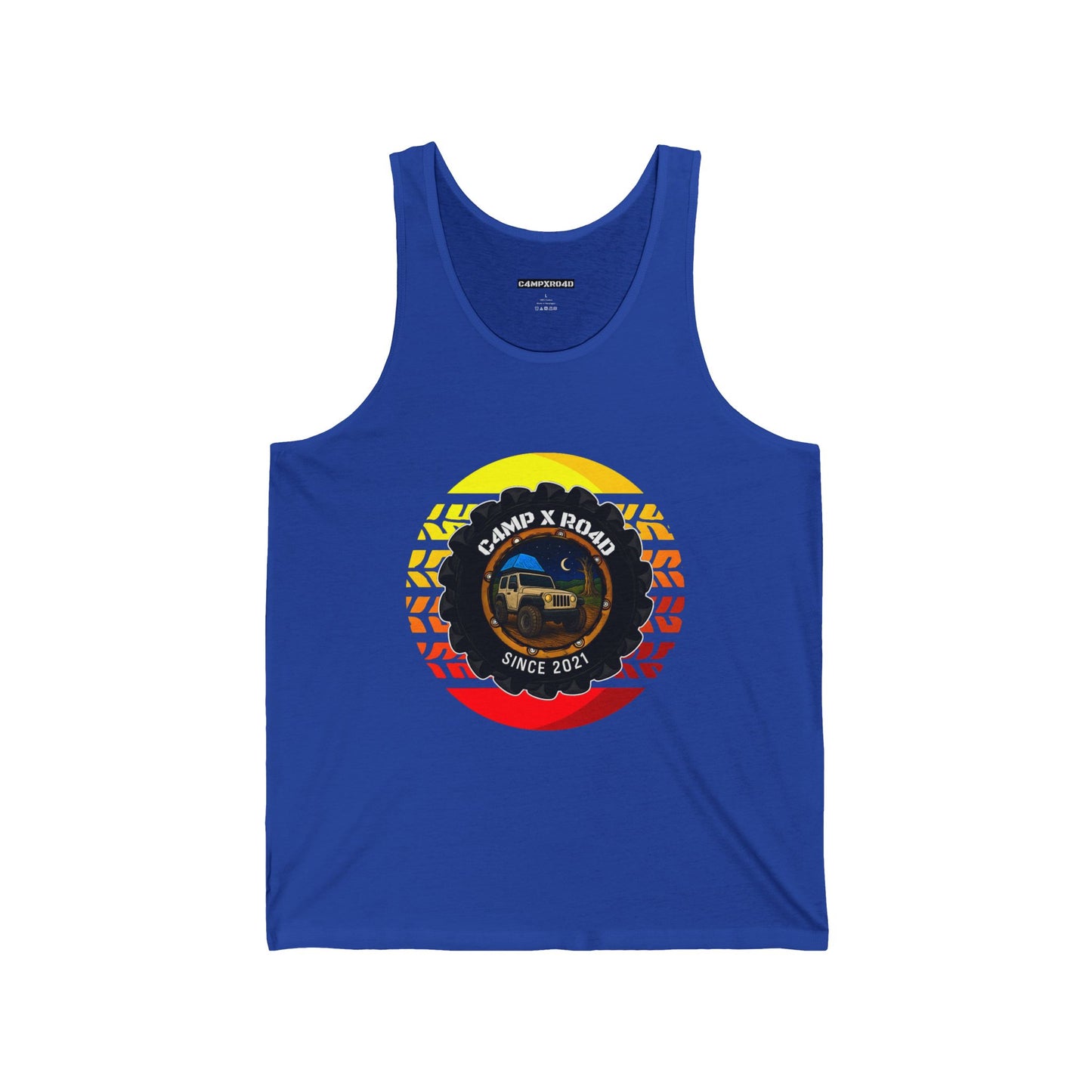 C4MPXRO4D Summer Camper Badge Tank Top | Gaming Techwear Hacker Style