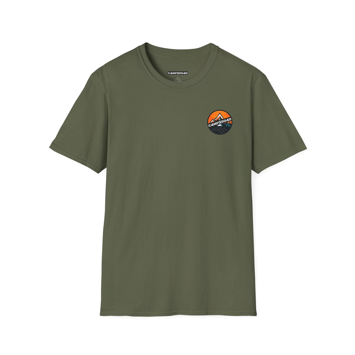 C4MPXRO4D Tiny Rounded Shield Camper Badge Soft Tee | Graphic T-Shirt