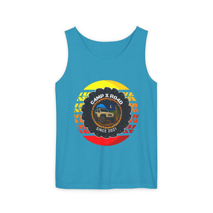 C4MPXRO4D Summer Camper Badge Tank Top | Graphic camping text tee