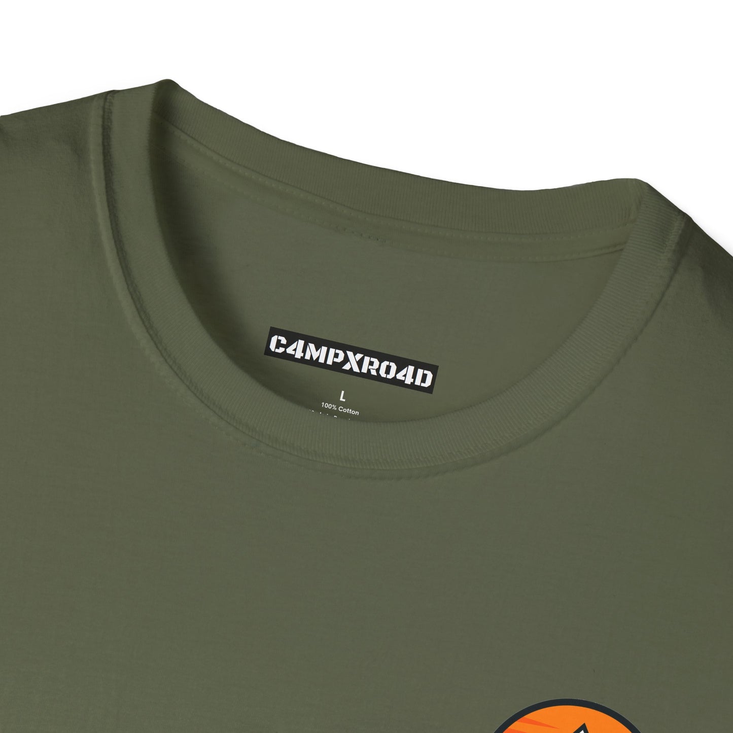 C4MPXRO4D Tiny Rounded Shield Camper Badge Soft Tee | Graphic T-Shirt