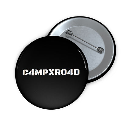 C4MPXR04D Text Pin Button | Custom Round Badge, Black Logo Button