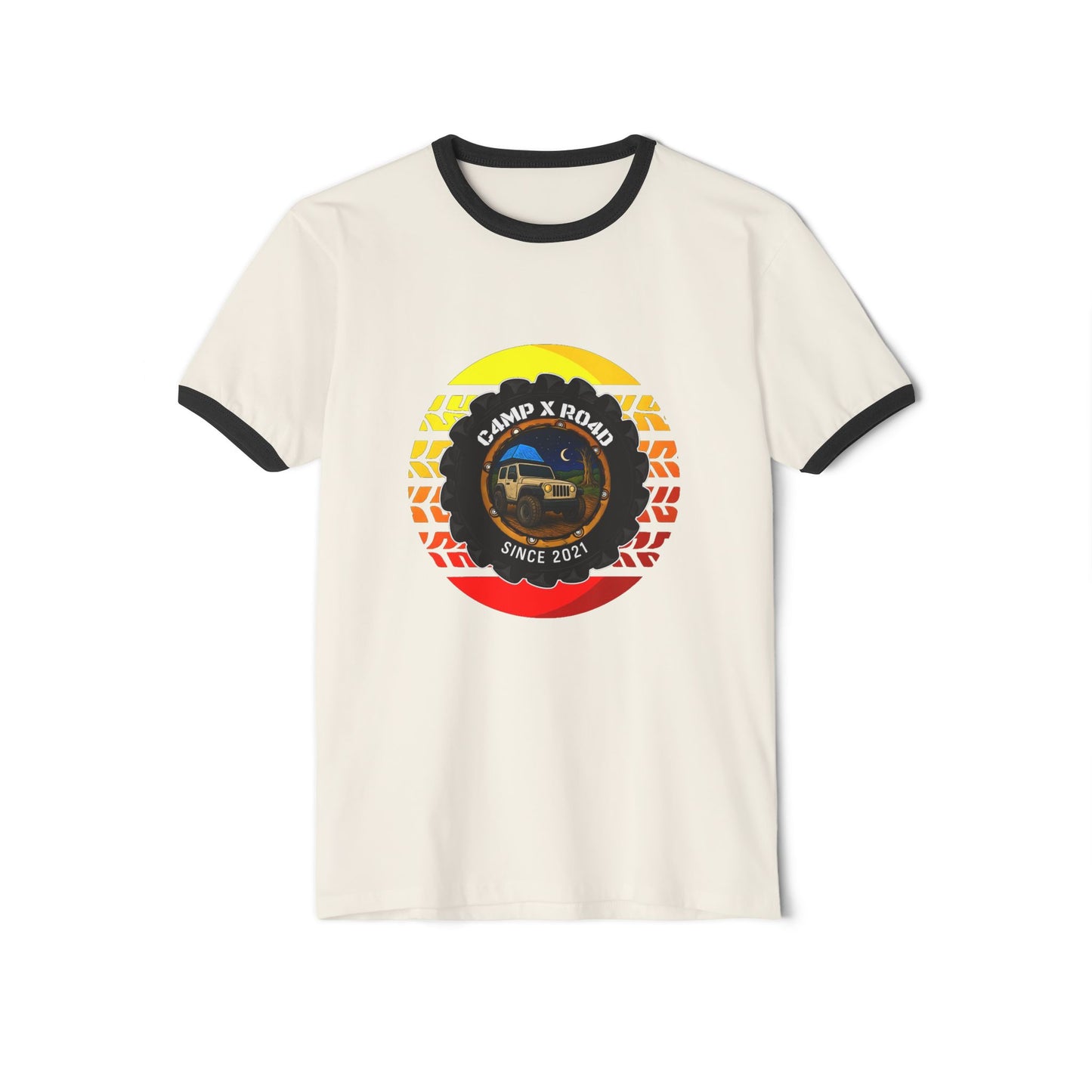 C4MPXRO4D Summer Camper Badge T-Shirt | ringer style