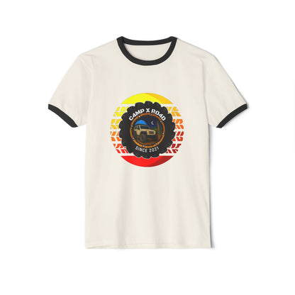 C4MPXRO4D Summer Camper Badge T-Shirt | ringer style