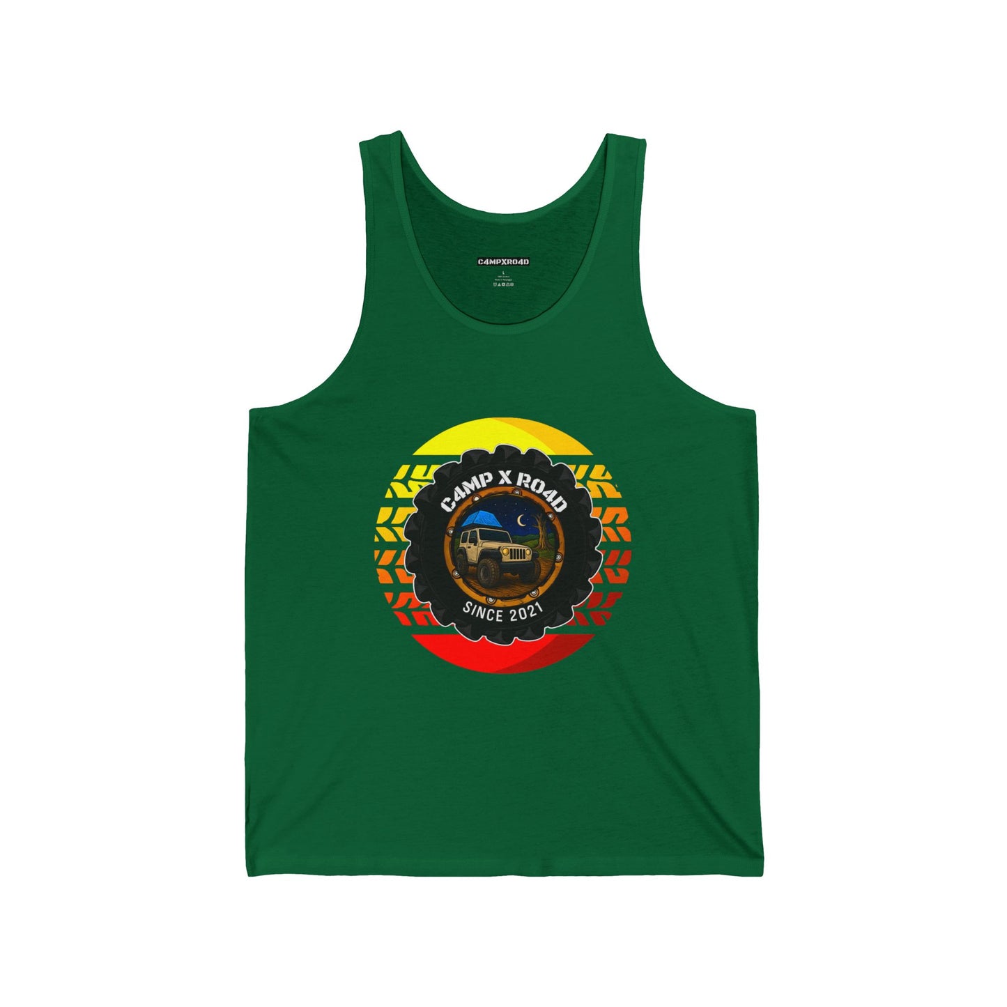 C4MPXRO4D Summer Camper Badge Tank Top | Gaming Techwear Hacker Style