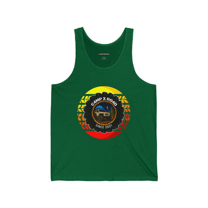 C4MPXRO4D Summer Camper Badge Tank Top | Gaming Techwear Hacker Style