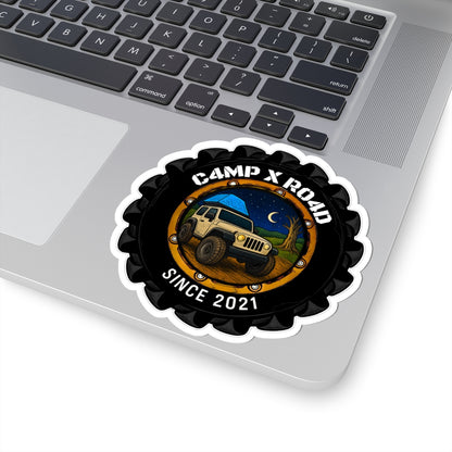 C4MPXRO4D Camper Badge Sticker | Die-Cut Vinyl Laptop Decal