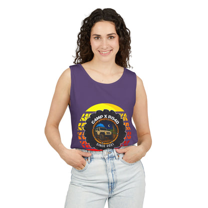 C4MPXRO4D Summer Camper Badge Tank Top | Graphic camping text tee