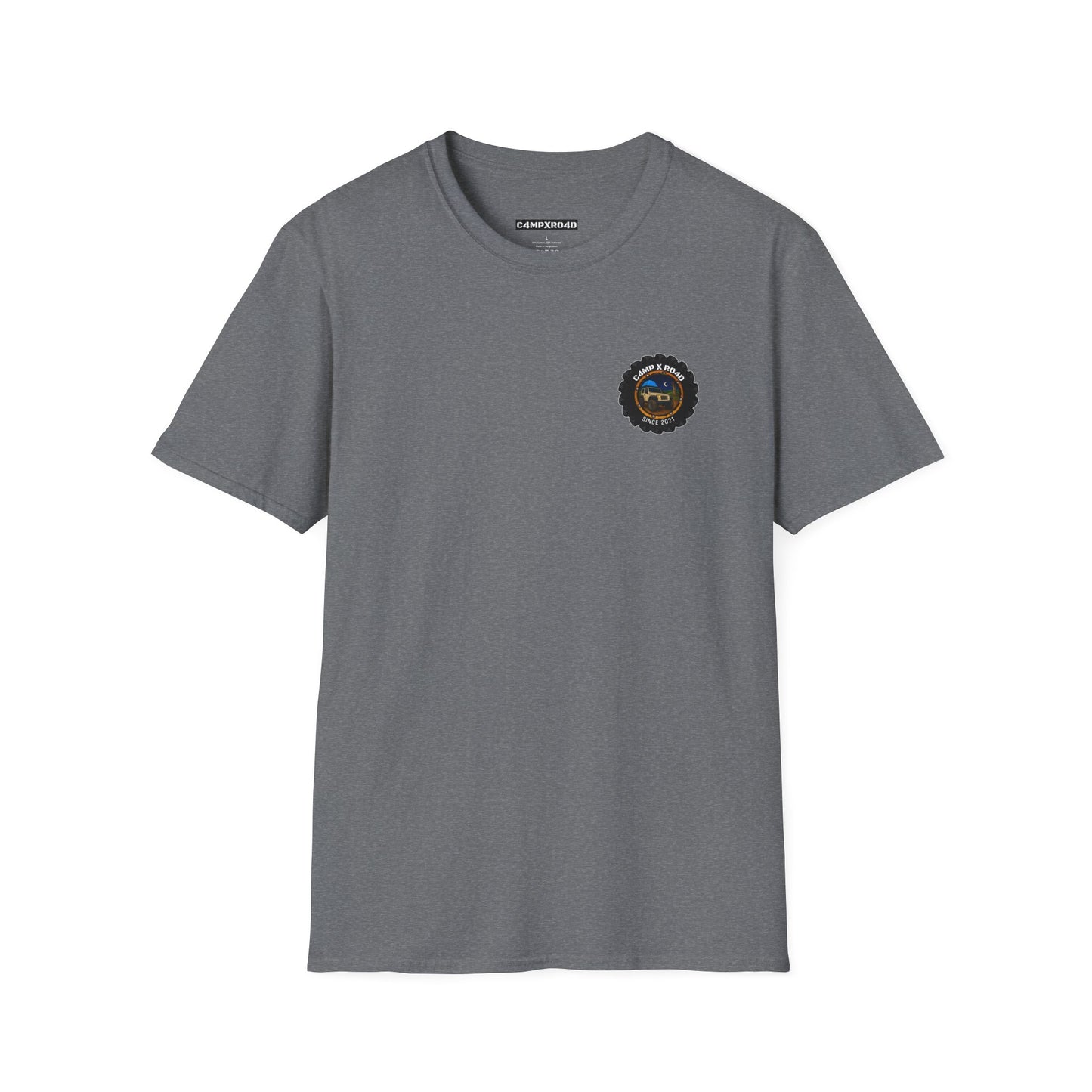 C4MPXRO4D Tiny Camper Badge Soft Tee | Graphic T-Shirt