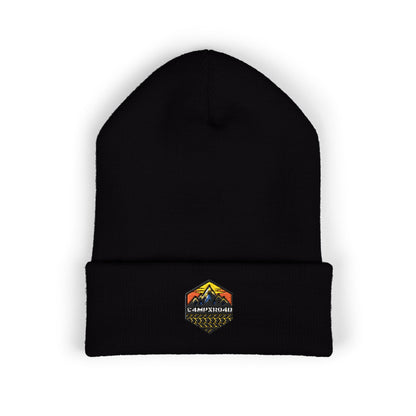 C4MPXRO4D Hexa Shield Camper Badge Embroidered Beanie | Cuffed Knit Hat