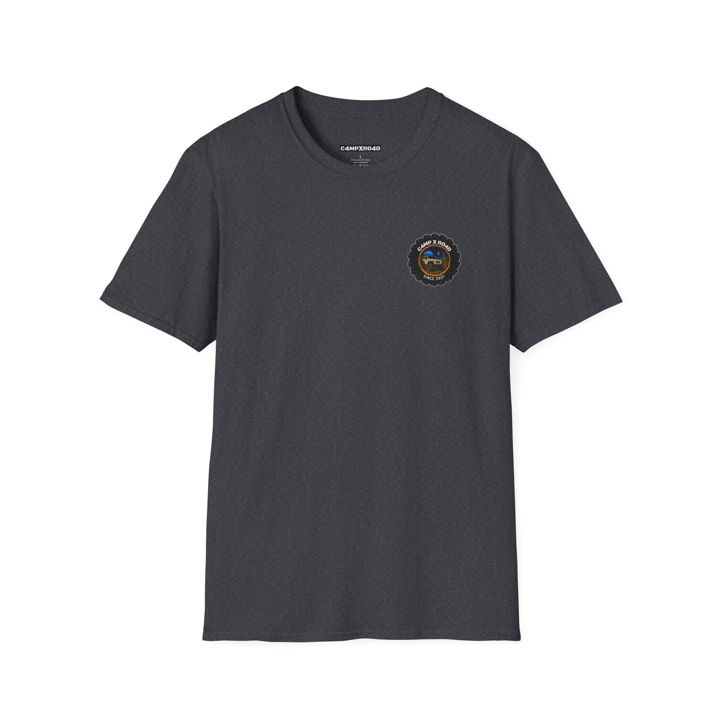 C4MPXRO4D Tiny Camper Badge Soft Tee | Graphic T-Shirt