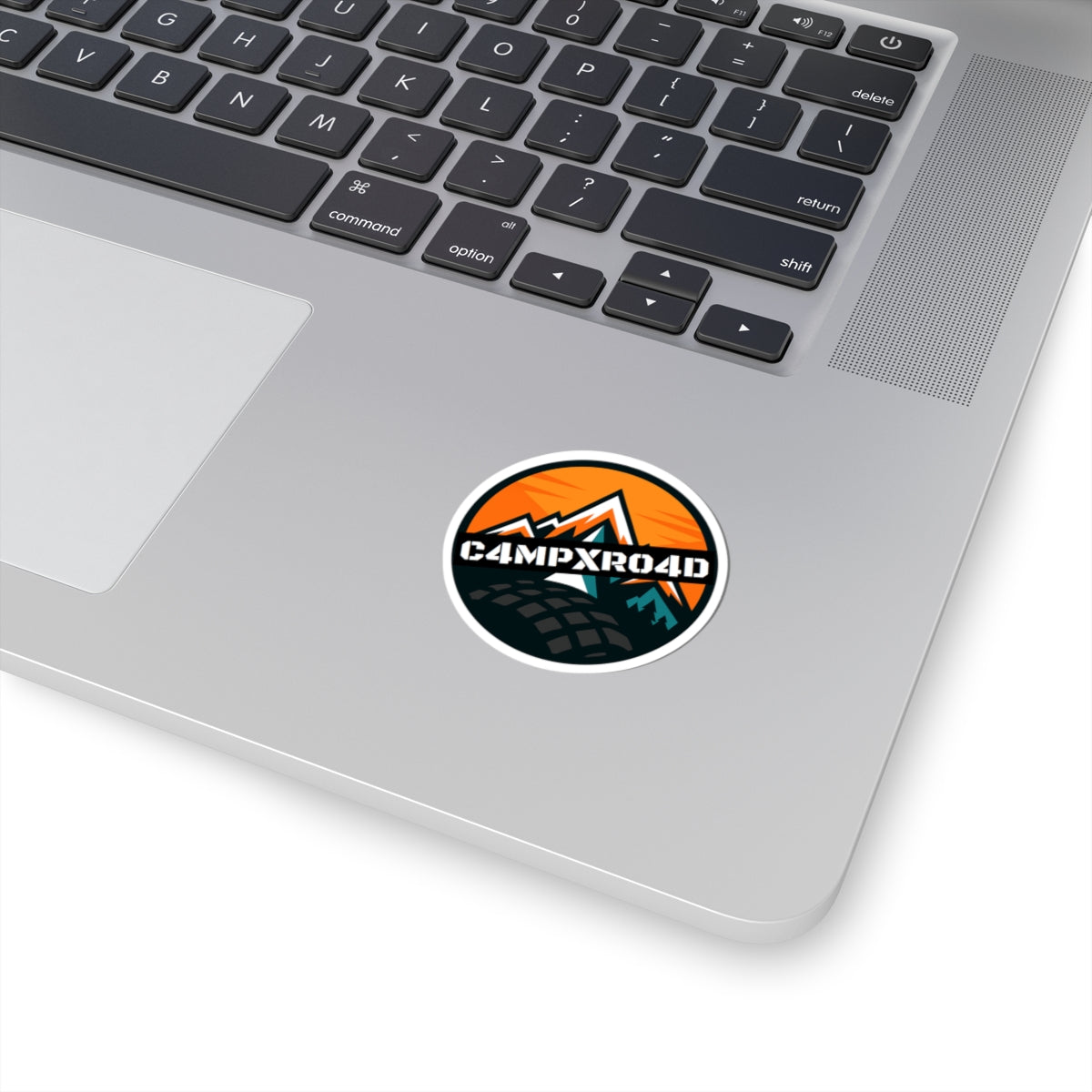 C4MPXRO4D Rounded Shield Camper Badge Sticker | Die-Cut Vinyl Laptop Decal