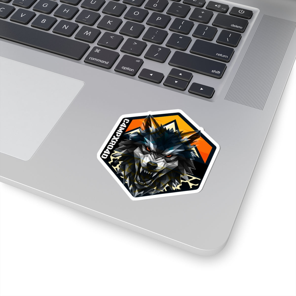 C4MPXRO4D Wolf Shield Camper Badge Sticker | Die-Cut Vinyl Laptop Decal