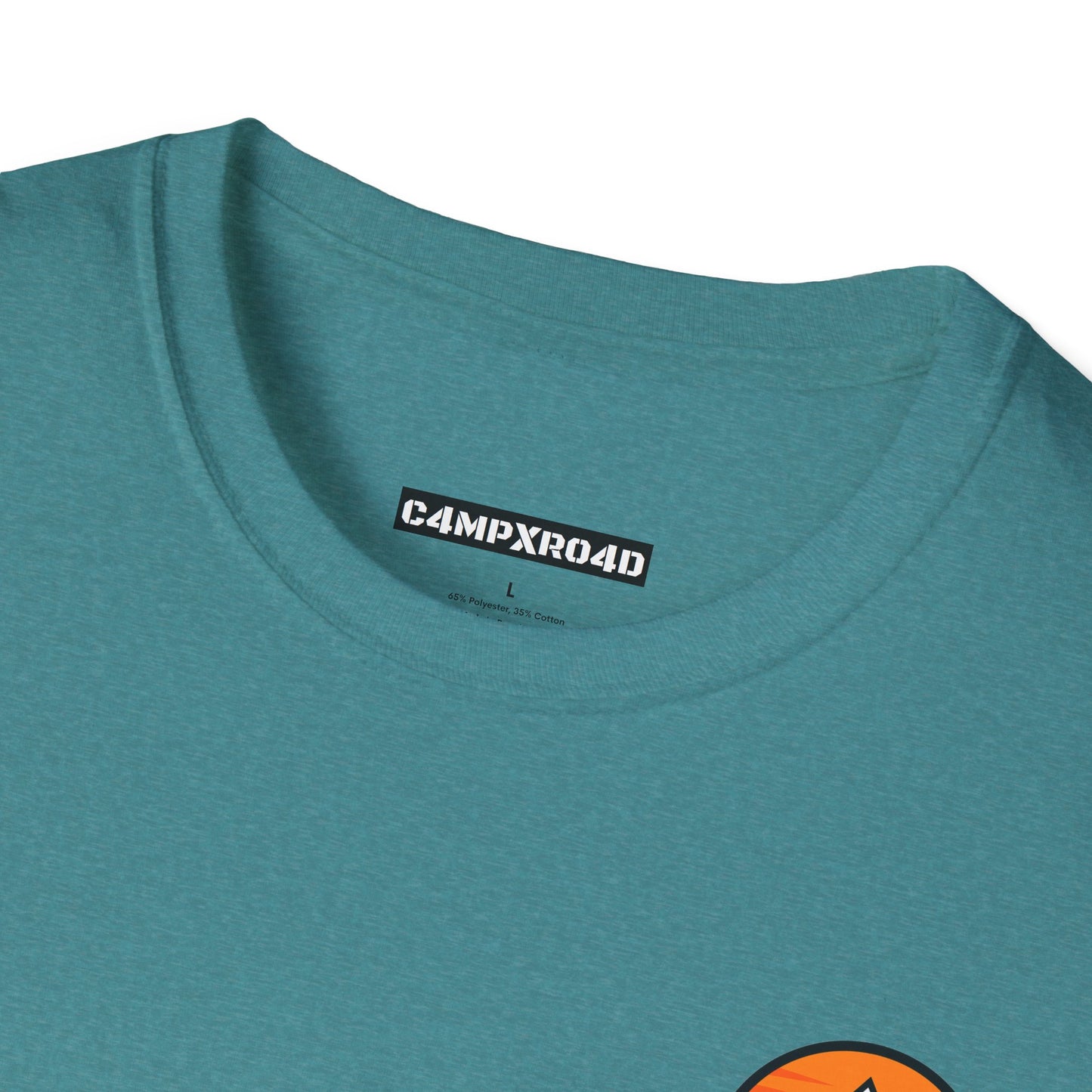 C4MPXRO4D Tiny Rounded Shield Camper Badge Soft Tee | Graphic T-Shirt