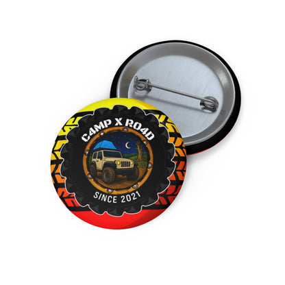 C4MPXRO4D Summer Camper Badge Pin Button | Custom Round Badge, Black Logo Button