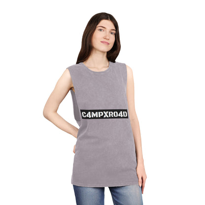 C4MPXR04D Tank Top | stonewash black, retro stencil logo