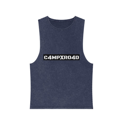 C4MPXR04D Tank Top | stonewash black, retro stencil logo