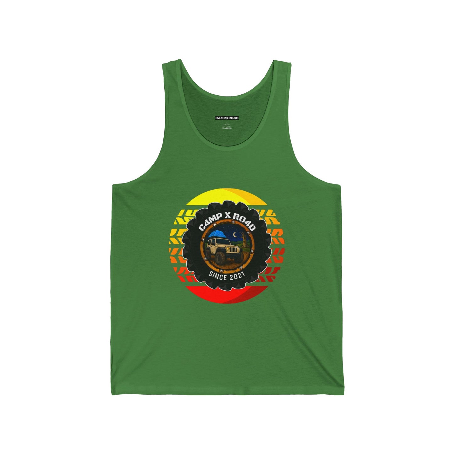 C4MPXRO4D Summer Camper Badge Tank Top | Gaming Techwear Hacker Style