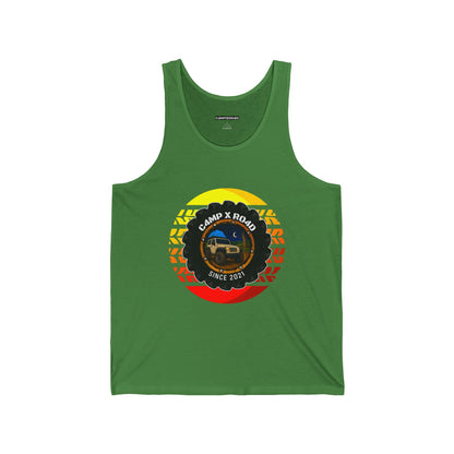 C4MPXRO4D Summer Camper Badge Tank Top | Gaming Techwear Hacker Style