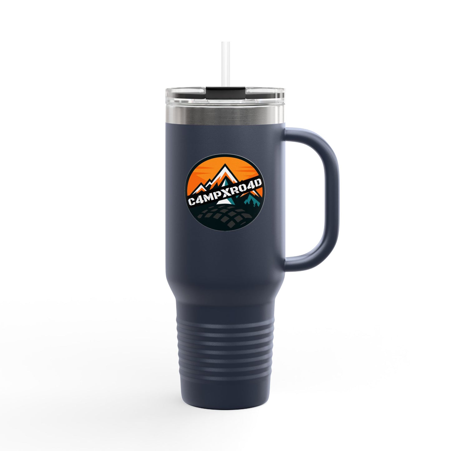 C4MPXRO4D Rounded Shield Camper Badge 40oz Travel Mug | Insulated Tumbler with Straw