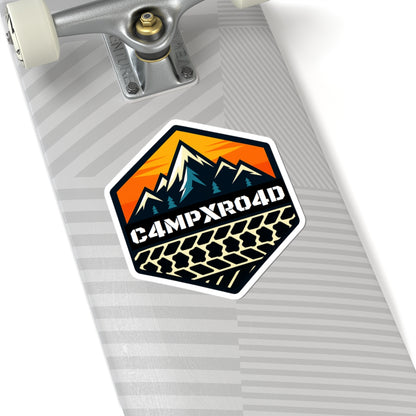 C4MPXRO4D Hexa Shield Camper Badge Sticker | Die-Cut Vinyl Laptop Decal