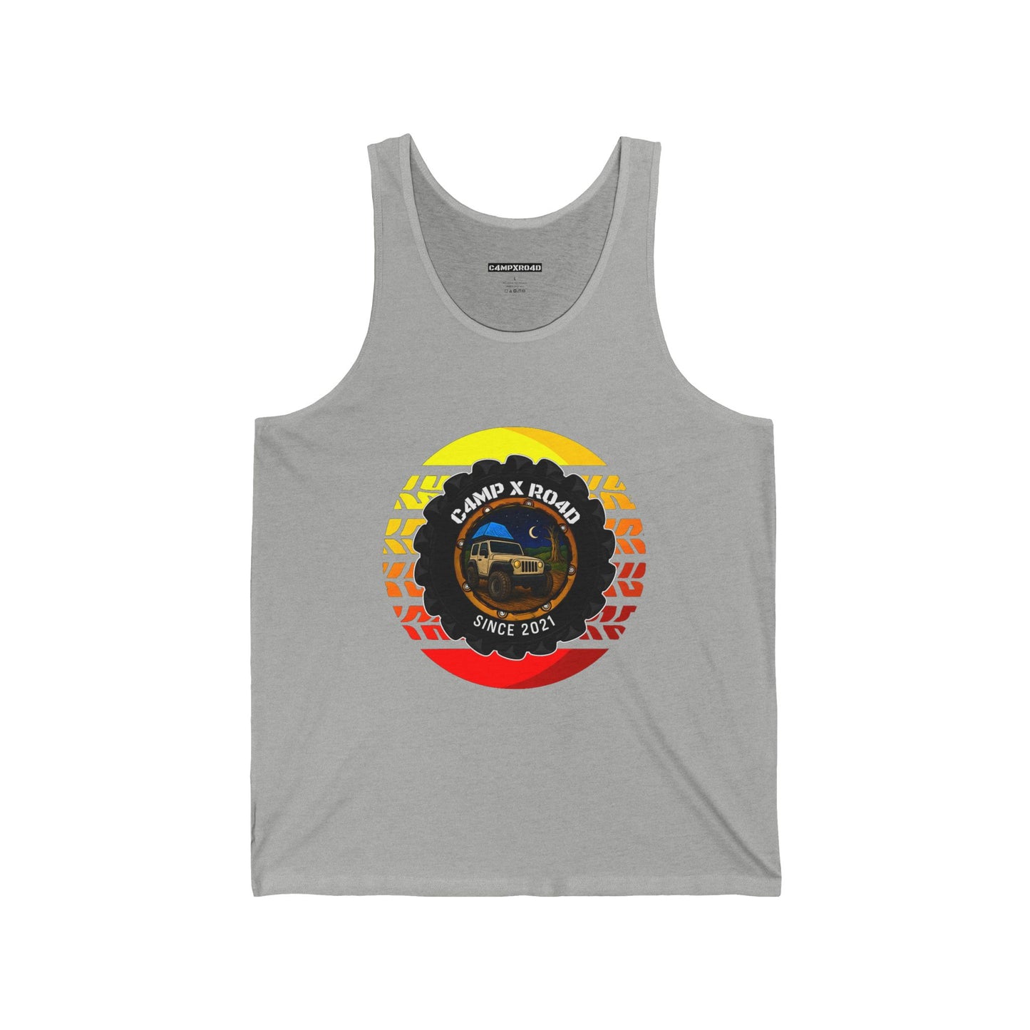 C4MPXRO4D Summer Camper Badge Tank Top | Gaming Techwear Hacker Style