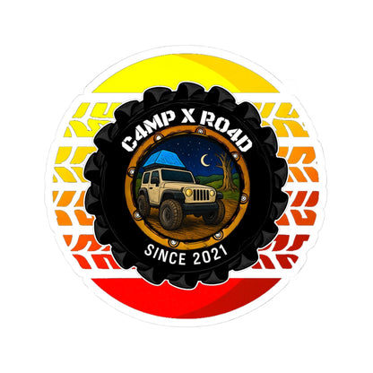 C4MPXRO4D Summer Camper Badge Sticker | Die-Cut Vinyl Laptop Decal