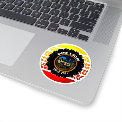 C4MPXRO4D Summer Camper Badge Sticker | Die-Cut Vinyl Laptop Decal