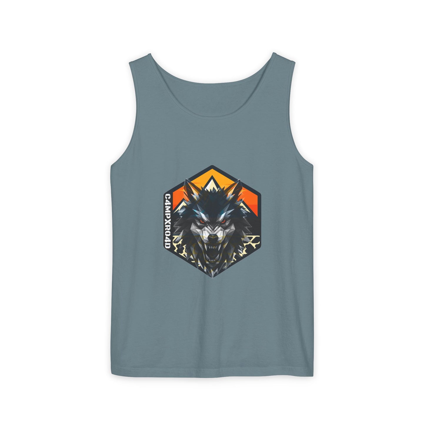 C4MPXRO4D Wolf Shield Camper Badge Tank Top | Graphic camping text tee