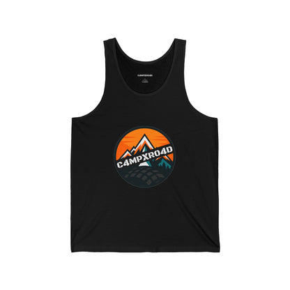 C4MPXRO4D Rounded Shield Camper Badge Tank Top | Gaming Techwear Hacker Style