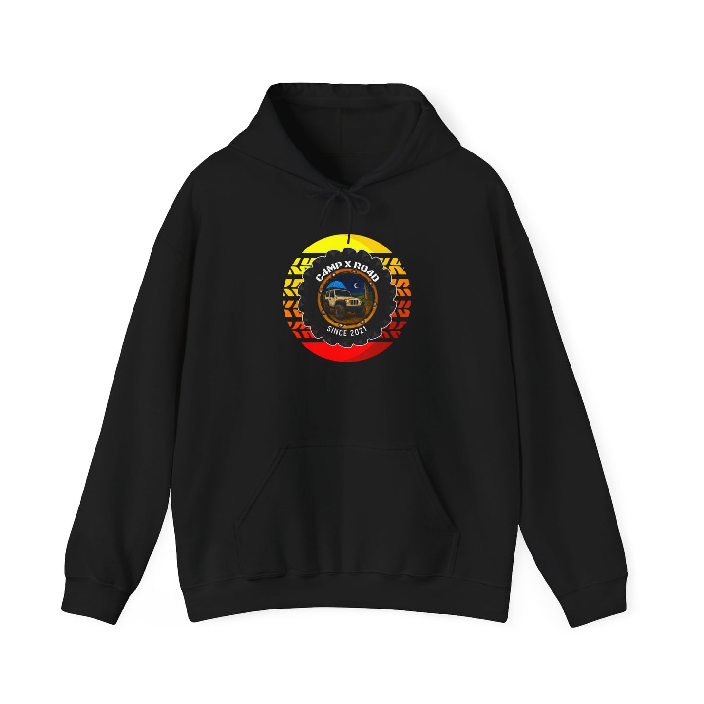 C4MPXRO4D Summer Camper Badge Hoodie | Black streetwear graphic sweatshirt
