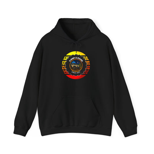 C4MPXRO4D Summer Camper Badge Hoodie | Black streetwear graphic sweatshirt