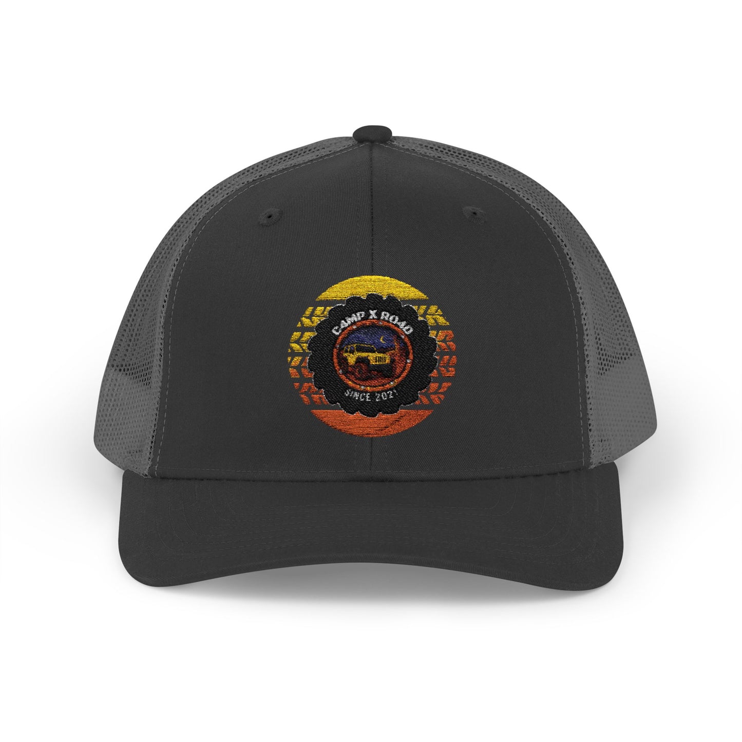 C4MPXRO4D Summer Camper Badge Cap | Trucker Snapback Mesh Hat